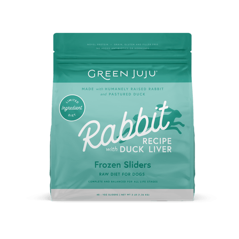 Green Juju Rabbit Recipe with Duck Liver Frozen Raw Sliders 3 lb