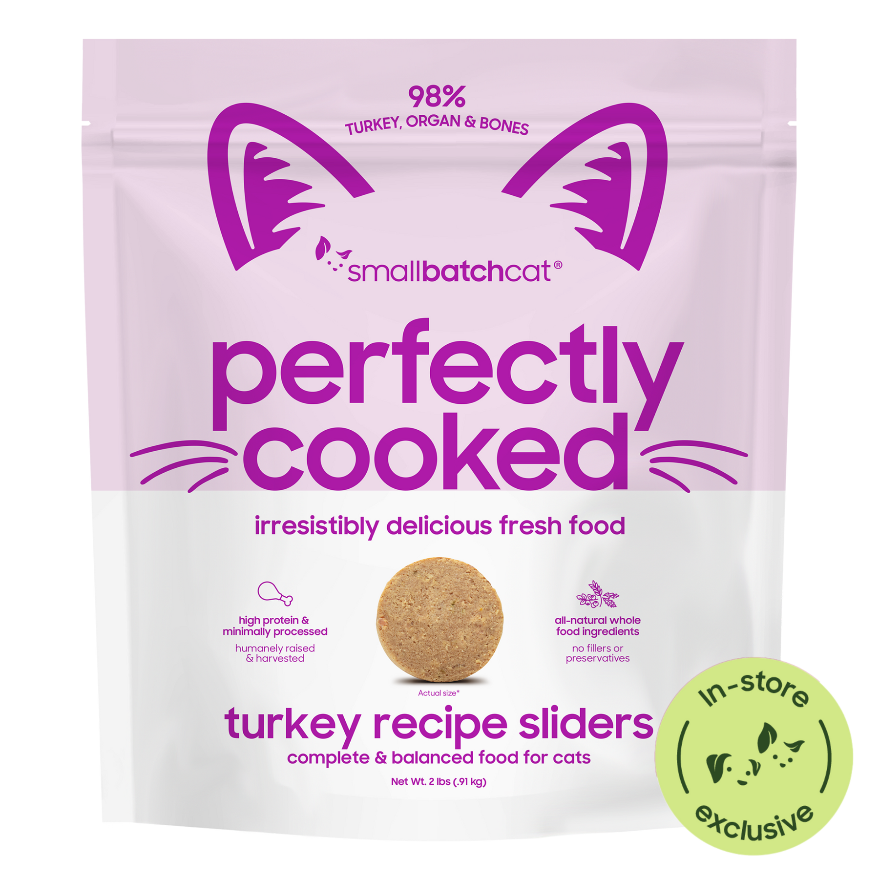 Smallbatch Perfectly Cooked Turkey Sliders for Cats - 2LB