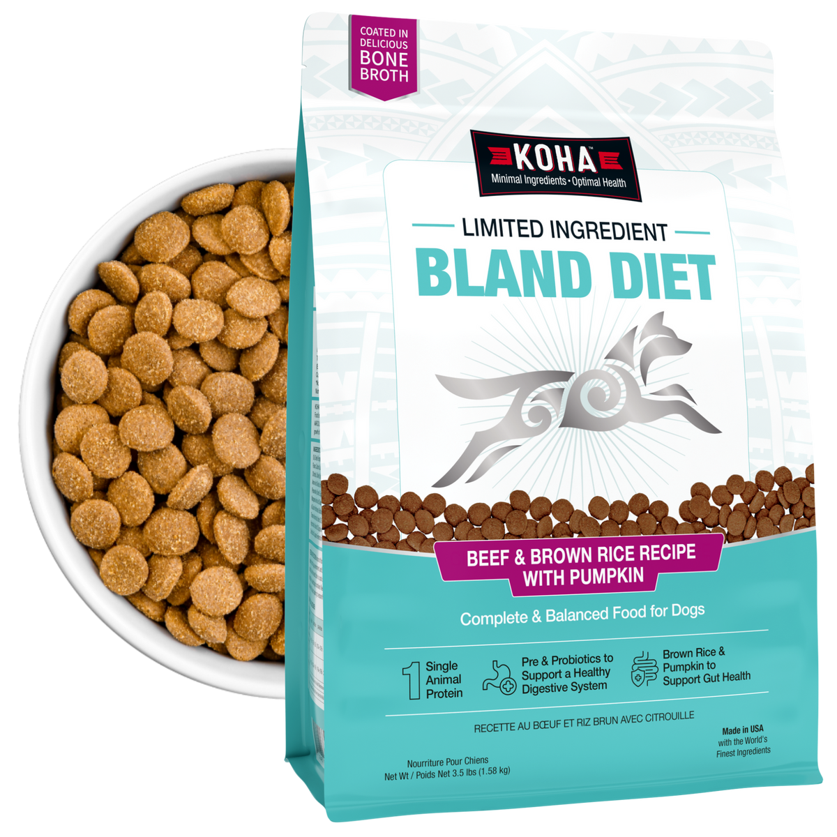 KOHA Limited Ingredient Bland Diet Beef & Brown Rice Recipe with Pumpkin Dry Dog Food - 3.5 lb