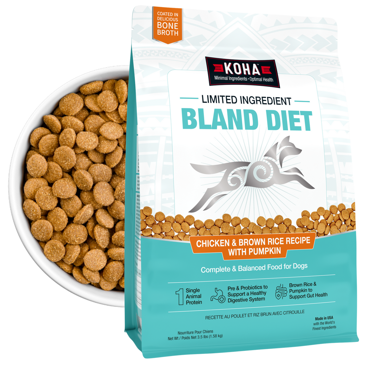 KOHA Limited Ingredient Bland Diet Chicken & Brown Rice Recipe with Pumpkin Dry Dog Food - 3.5 lb