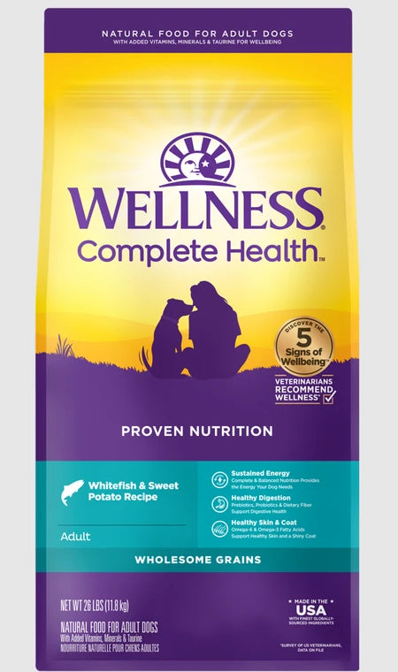 Wellness Complete Health Whitefish & Sweet Potato Adult Dry Dog Food - 26 lb