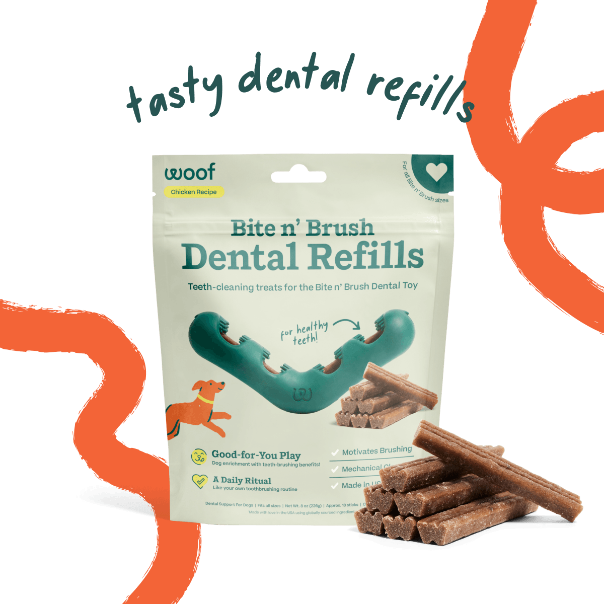 Woof Bite n' Brush Refills - Chicken 18-Pack