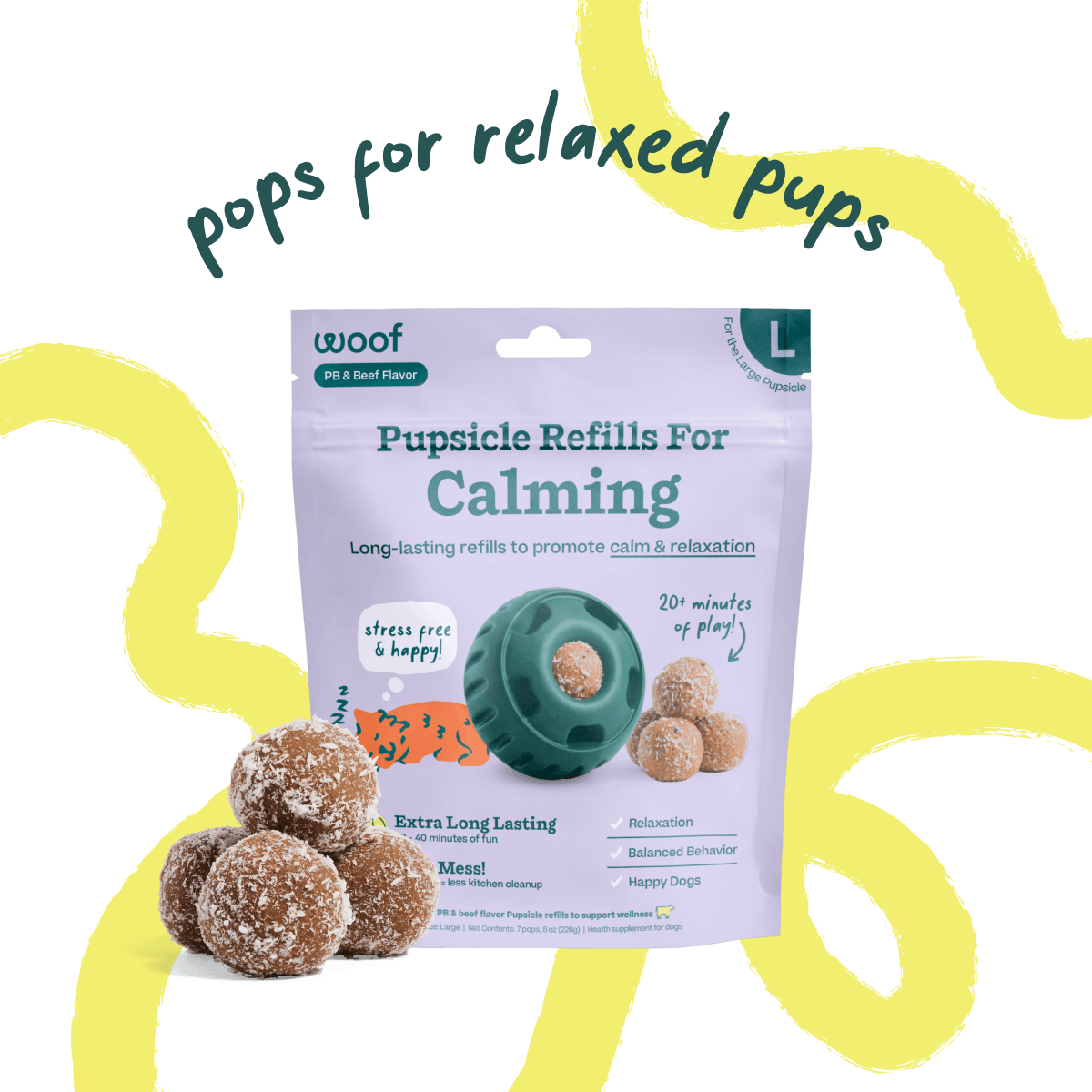 Woof Calming Wellness Pops - Large 8OZ