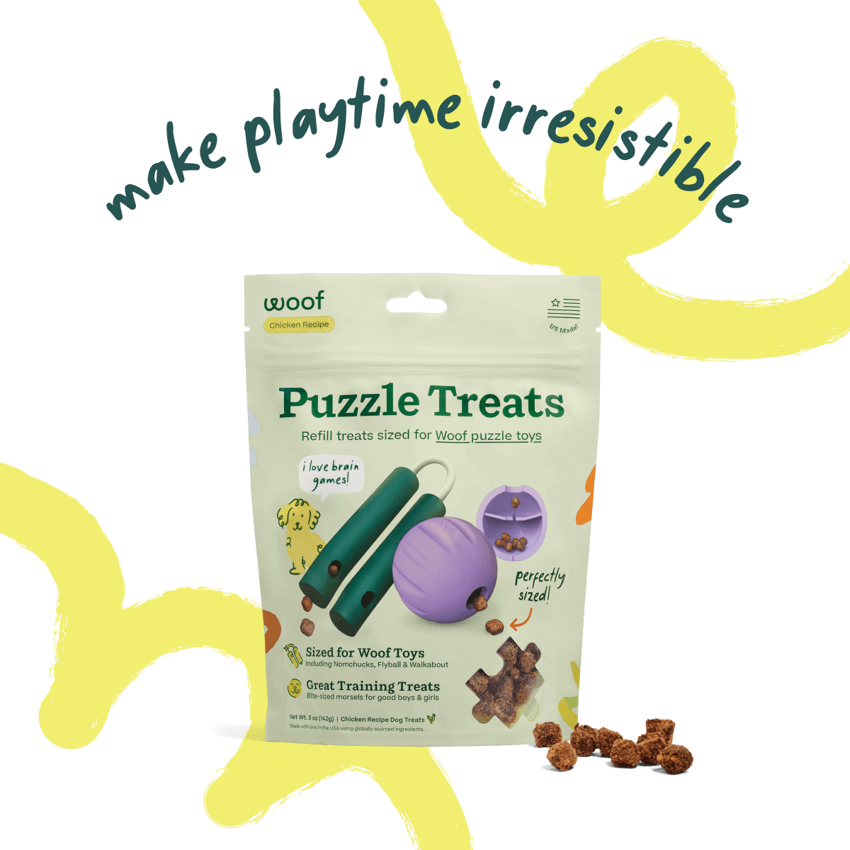 Woof Chicken Puzzle Treats 5 oz