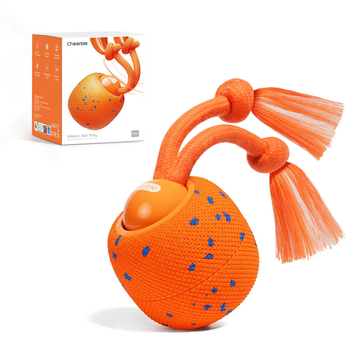 Cheerble Wicked Ball Rolly Automatic Fetch Dog Toy with Rope