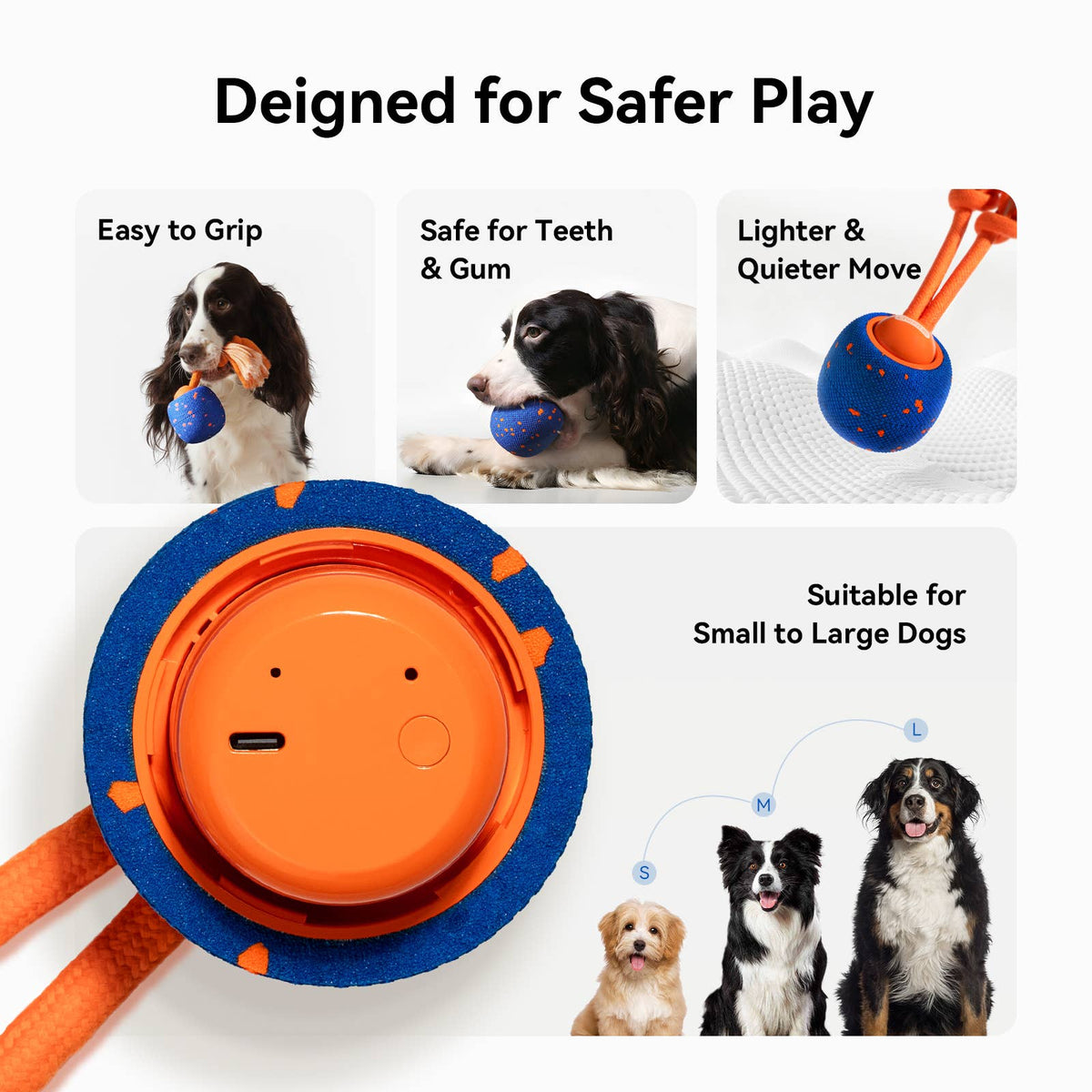 Cheerble Wicked Ball Rolly Automatic Fetch Dog Toy with Rope