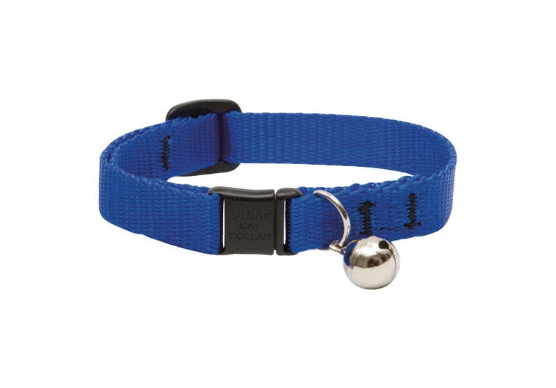 LupinePet Basic Solids Blue Safety Cat Collar with Bell - 1/2 in x 8-12 in