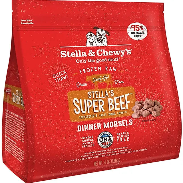 Stella & Chewy's Super Beef Frozen Raw Dinner Morsels - 4 lb