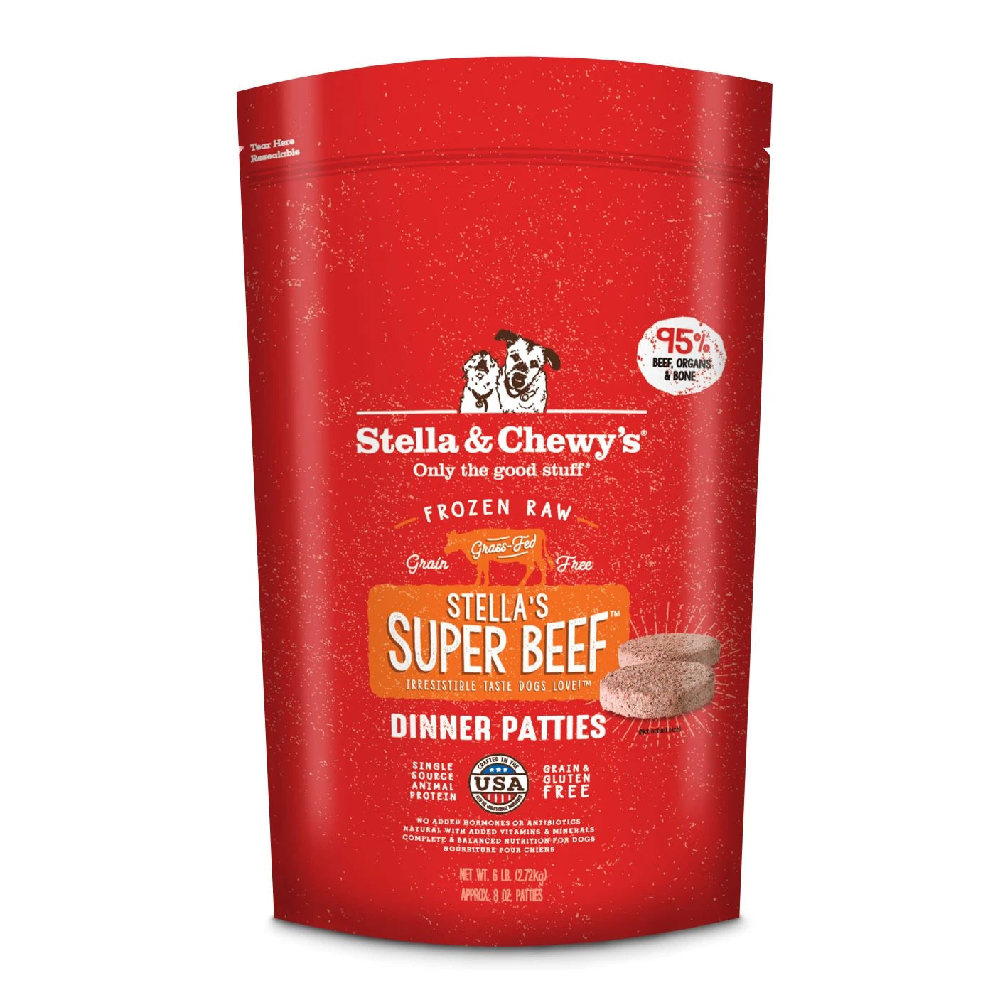 Stella & Chewy's Super Beef Frozen Raw Dinner Patties - 6 lb