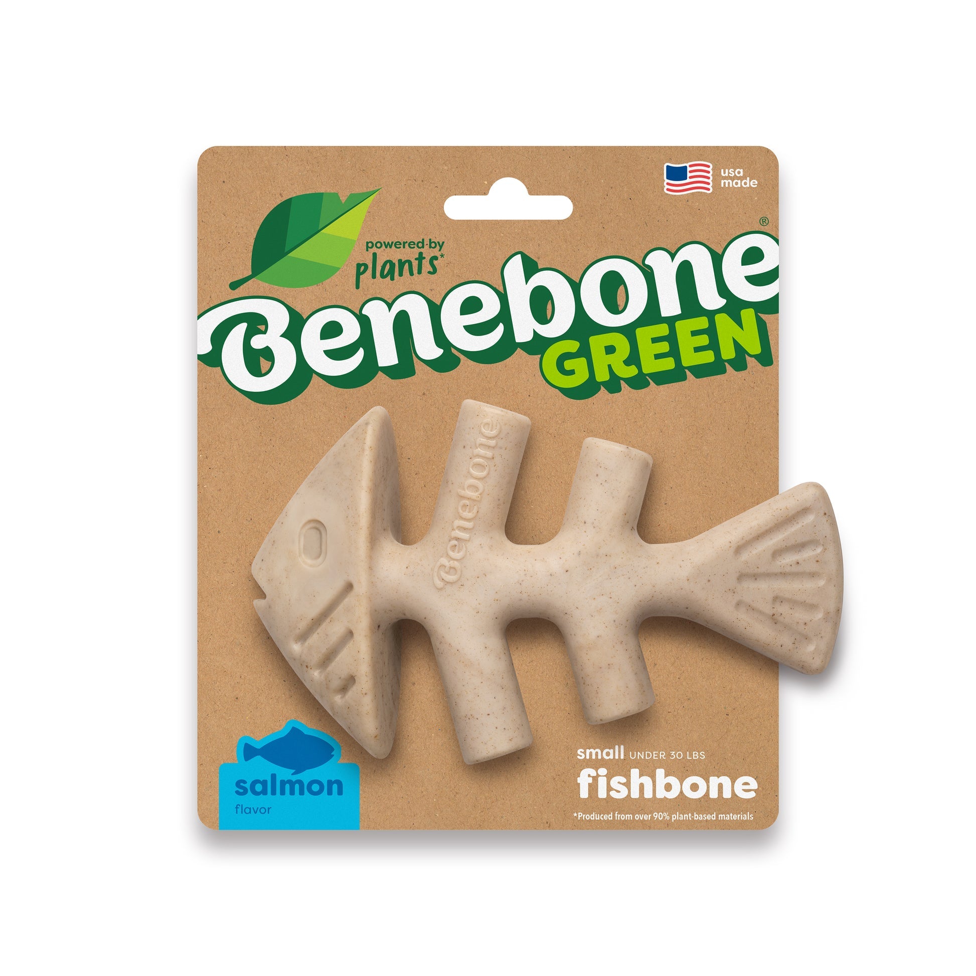 Benebone Green Fishbone Jack Salmon Flavor Dog Chew - Small