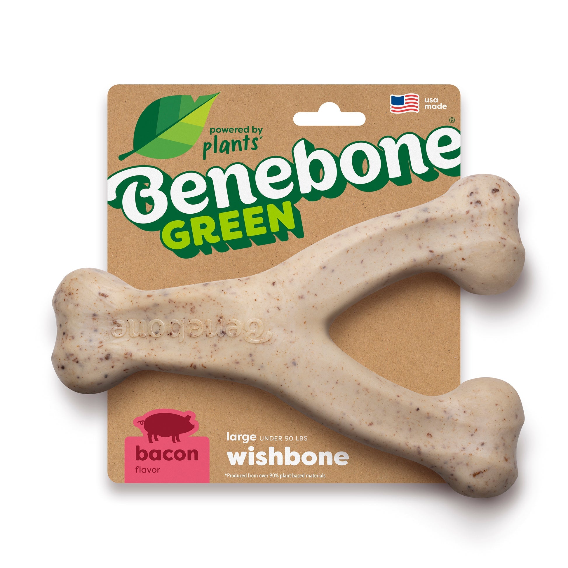 Benebone Green Wishbone Bacon Flavor Dog Chew - Large