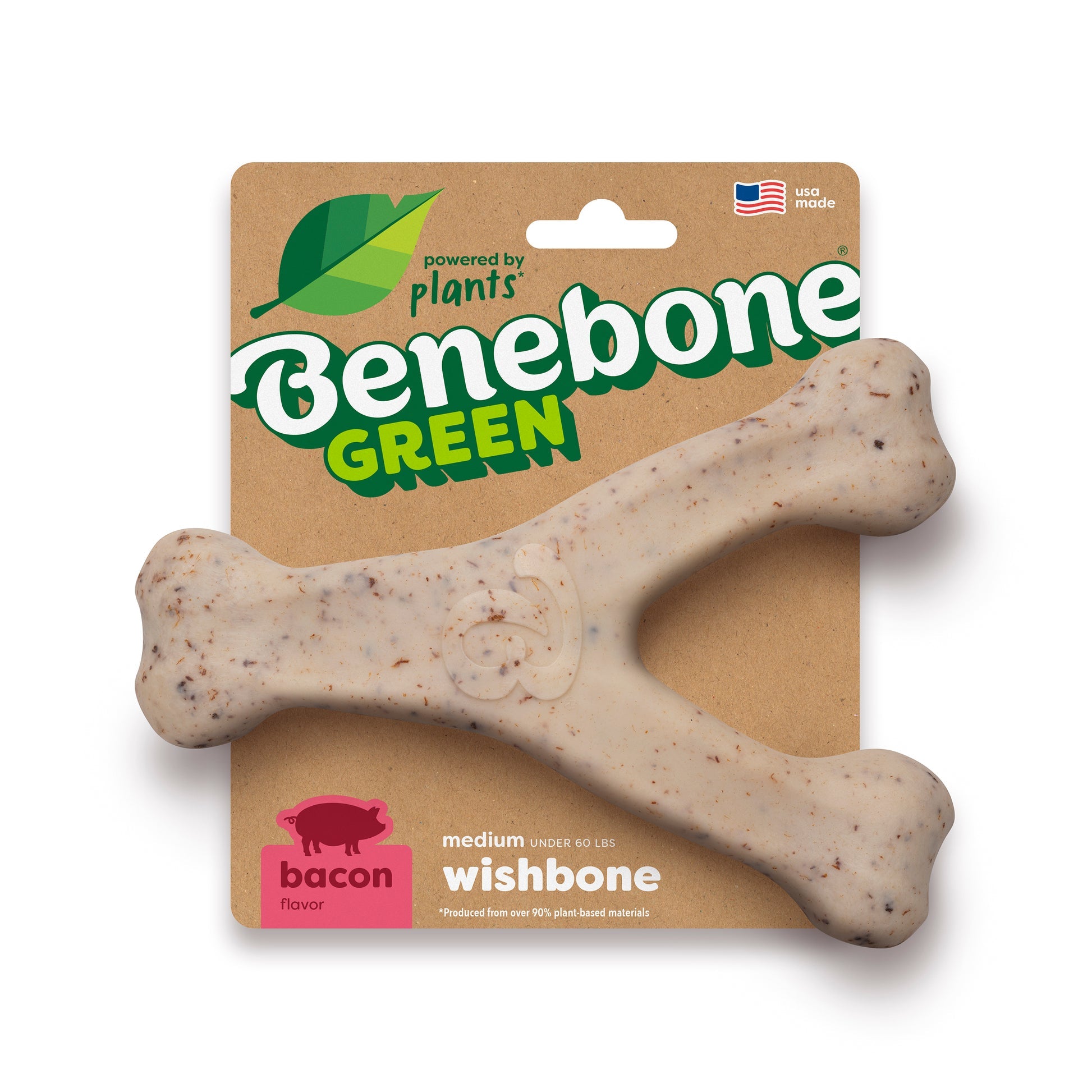 Benebone Green Wishbone Bacon Flavor Dog Chew - Medium