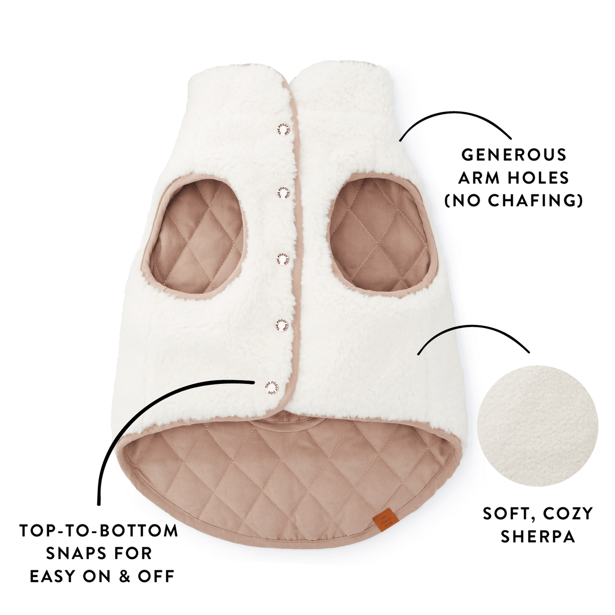 Fawn Sherpa-Lined Reversible Dog Jacket