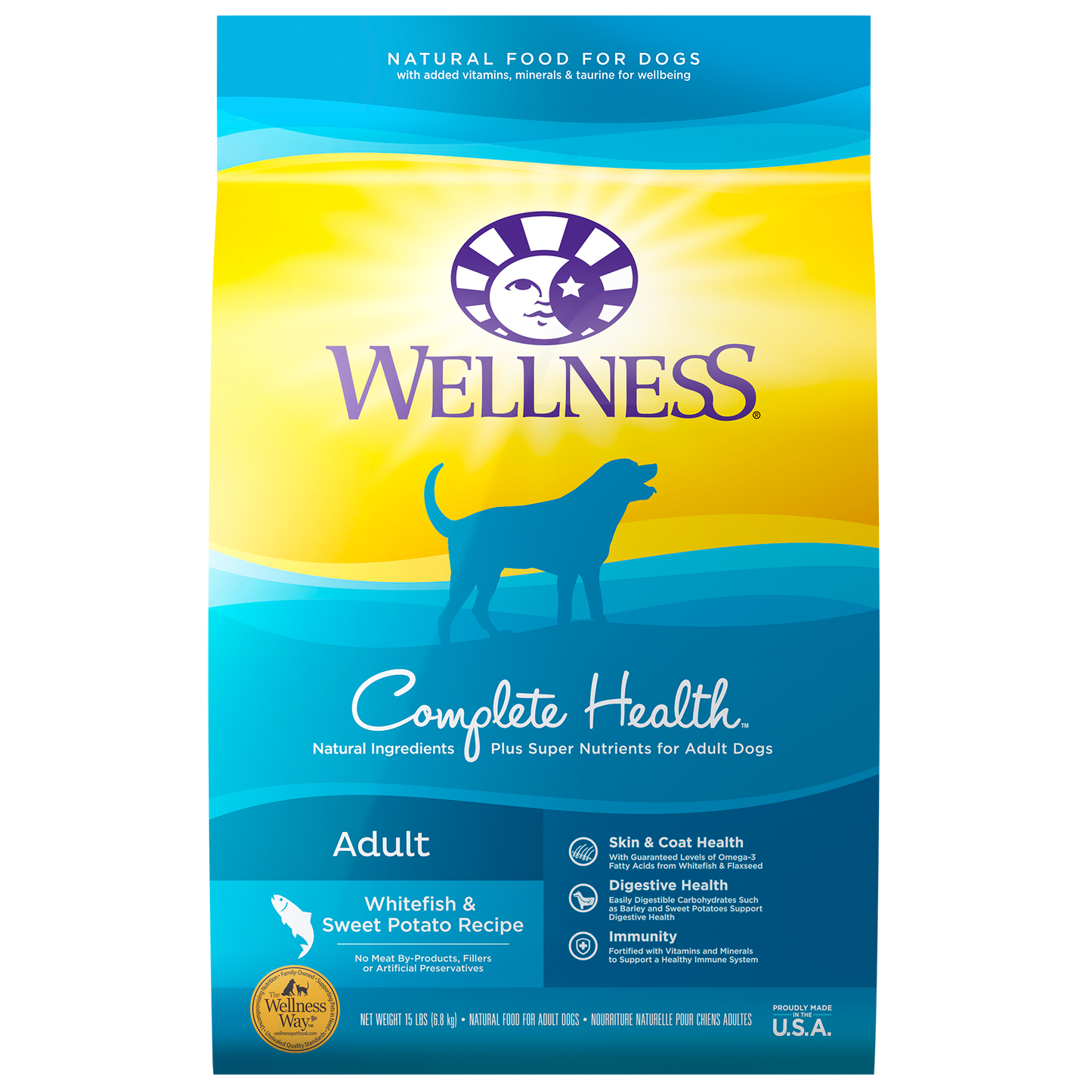 Wellness Complete Health Whitefish & Sweet Potato Adult Dry Dog Food - 15 lb