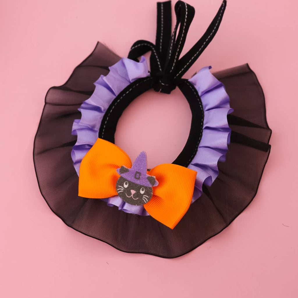 Halloweek - Pumpkin Bow Lace Halloween Pet Collar