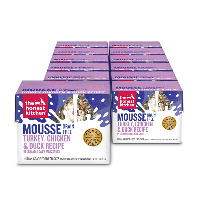 The Honest Kitchen Cat Grain Free Turkey, Chicken & Duck Mousse in Goat's Milk 2.8 oz