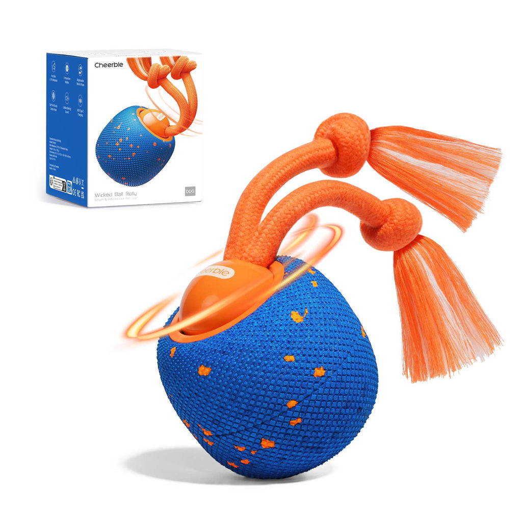 Cheerble Wicked Ball Rolly Automatic Fetch Dog Toy with Rope
