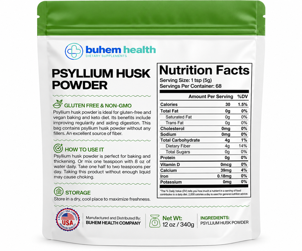 Psyllium Husk Powder – Gluten-Free, Non-GMO & Vegan-Friendly