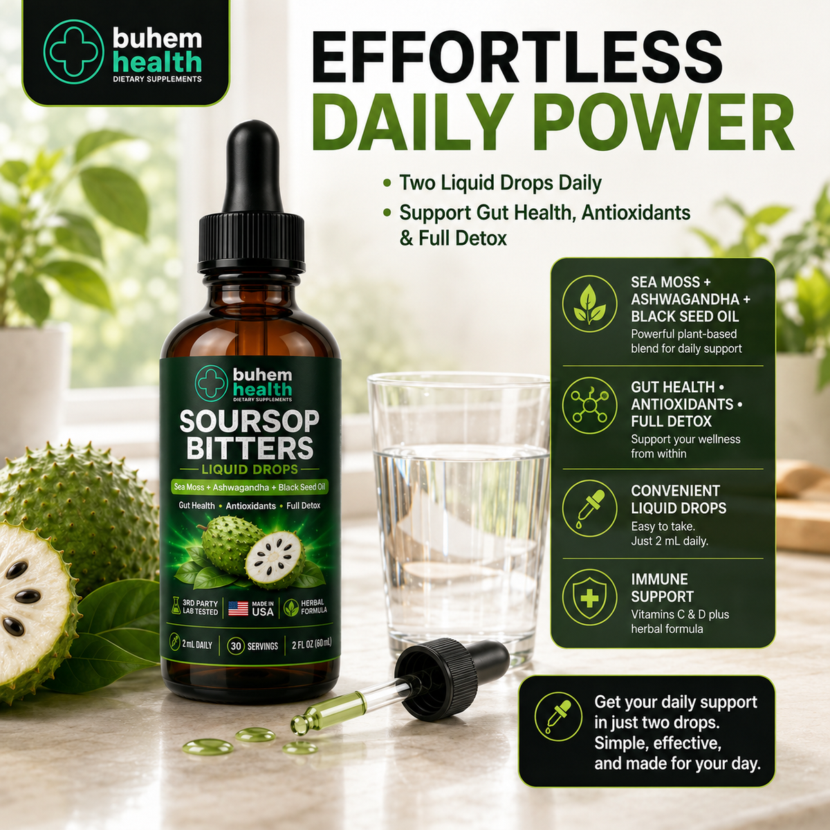 Soursop Bitters Liquid Drops 2 fl oz | Graviola