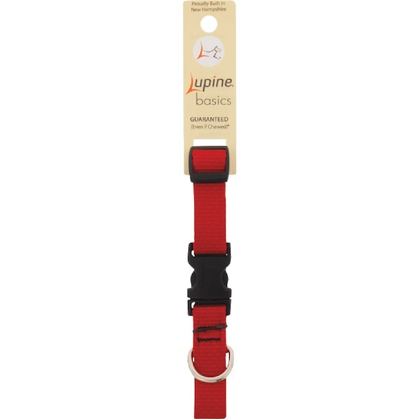 LupinePet Basic Solids Red Adjustable Dog Collar - 3/4 in x 9-14 in