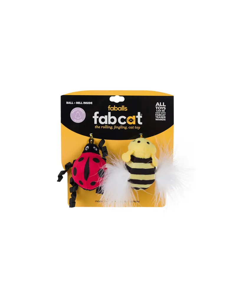 FabDog fabcat Faball Ladybug/Bee 2-Pack Cat Toy