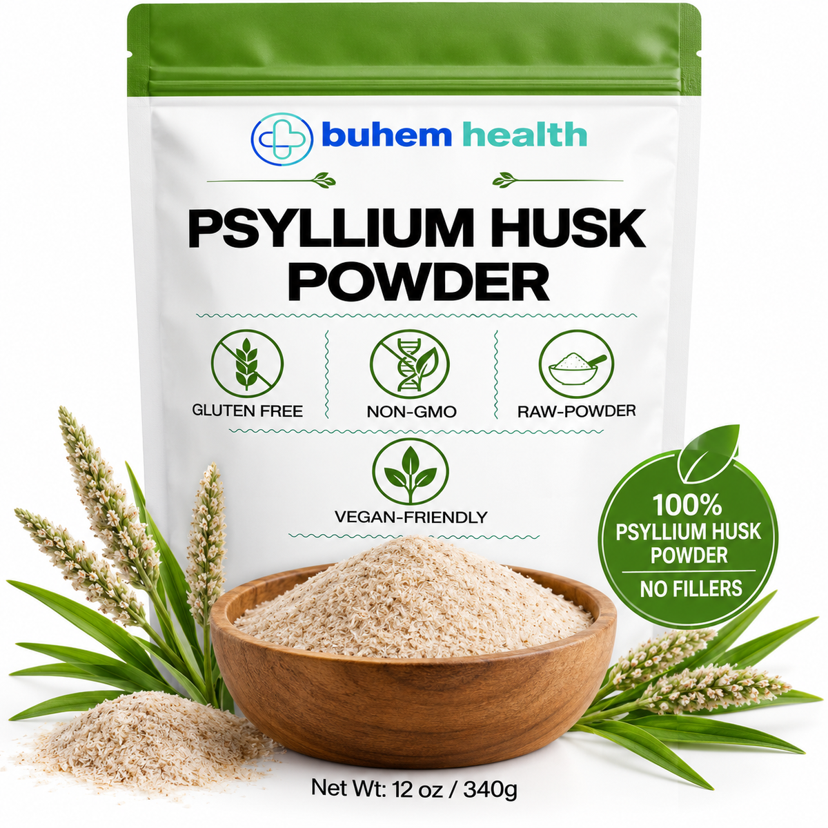 Psyllium Husk Powder – Gluten-Free, Non-GMO & Vegan-Friendly