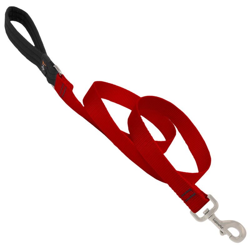 LupinePet Basic Solids Red Dog Leash - 1 in x 6 ft