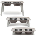 Messy Mutts Elevated Double Dog Feeder - Light Grey