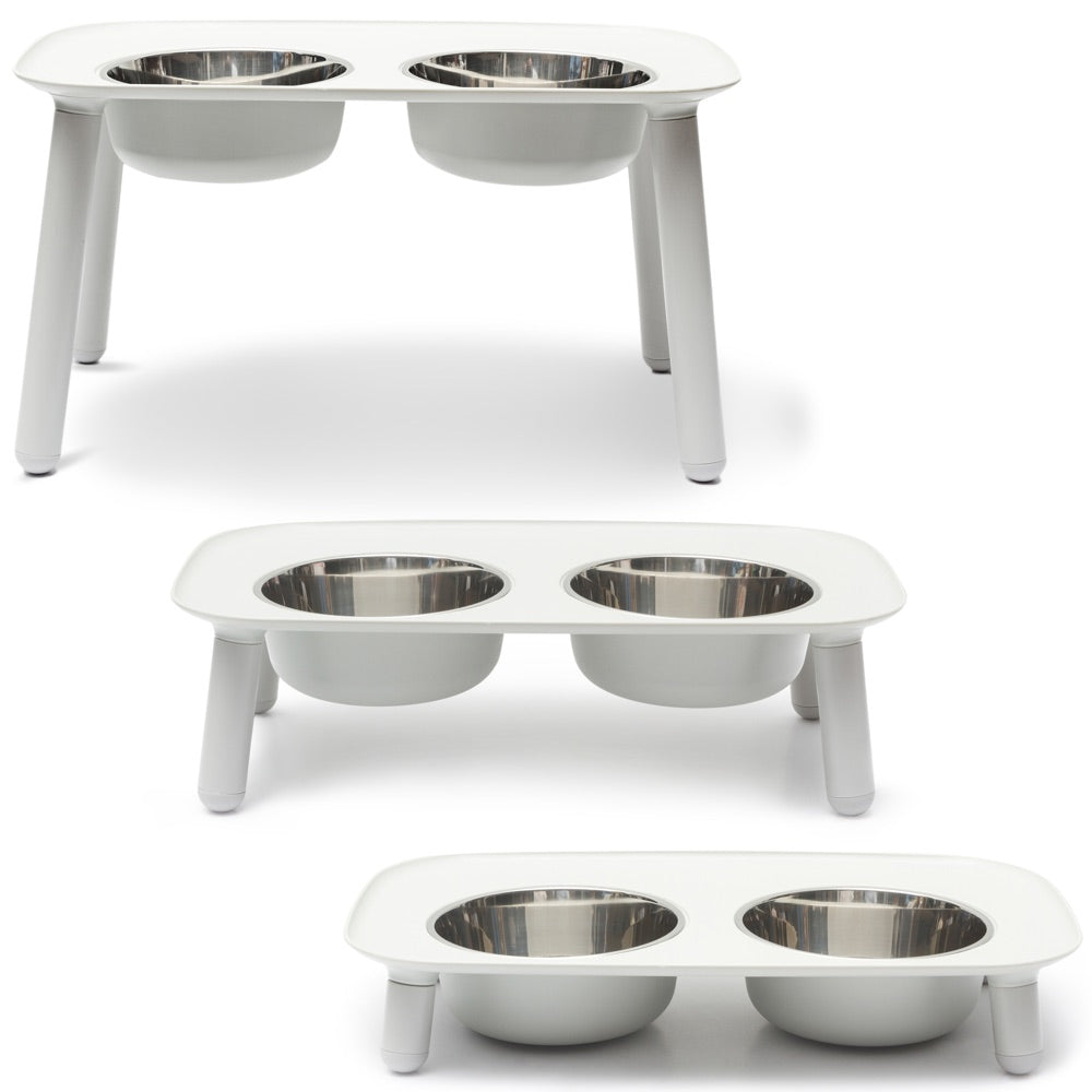 Messy Mutts Elevated Double Dog Feeder - Light Grey