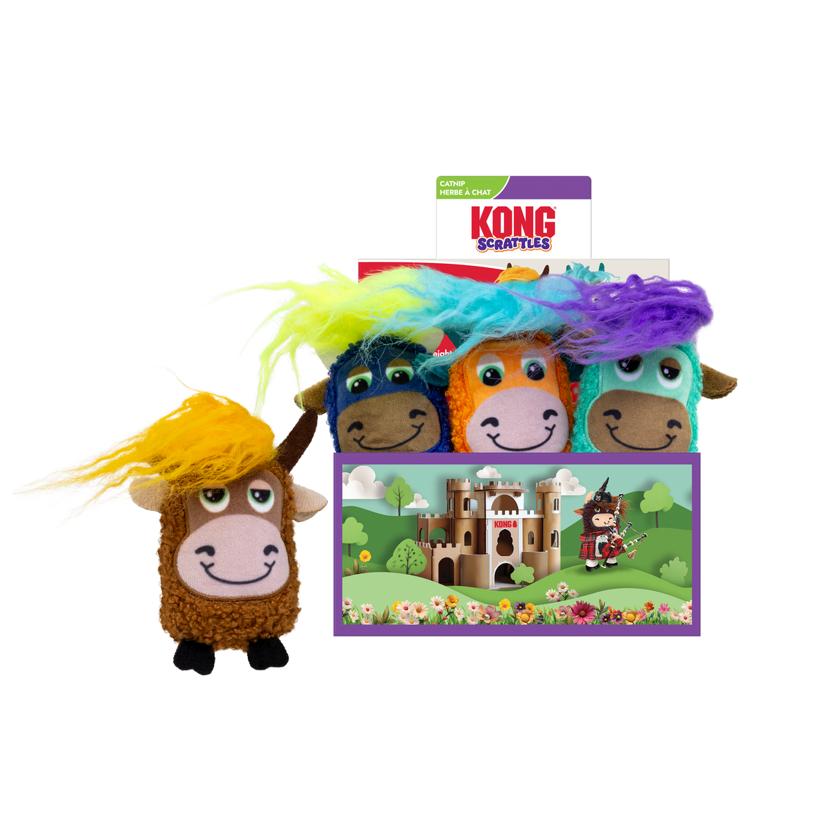 KONG Cat Scrattles Highland Cow 12ct PDQ Display