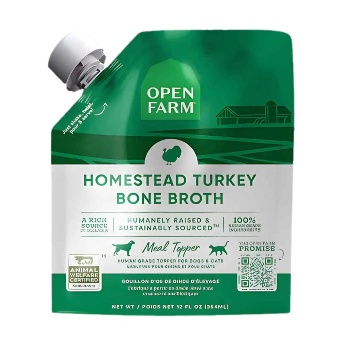 Open Farm Homestead Turkey Bone Broth for Dogs & Cats 12OZ