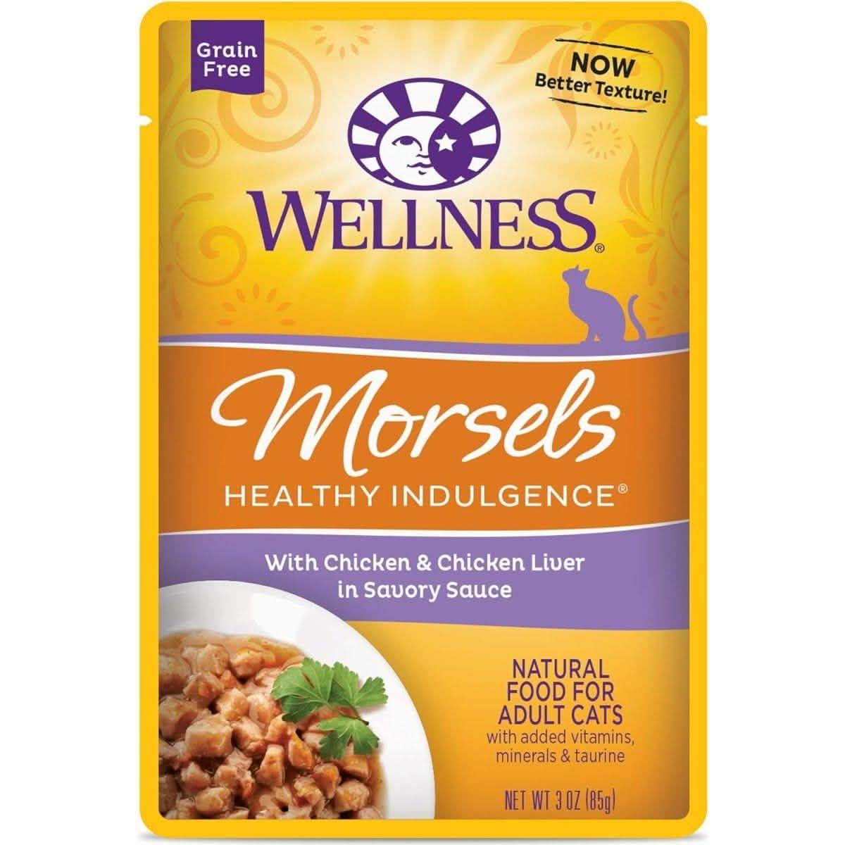 Wellness Healthy Indulgence Morsels Chicken & Chicken Liver Wet Cat Food Pouch - 3 oz