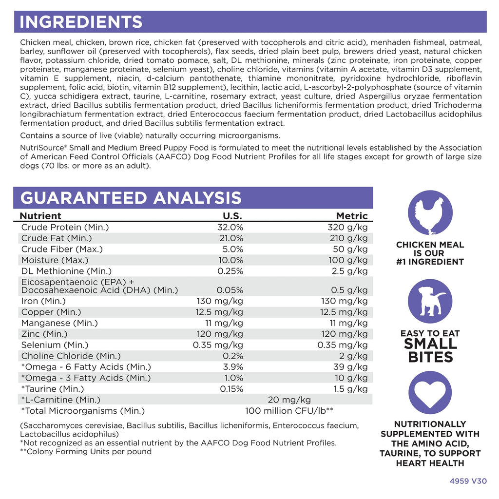 NutriSource Dog Puppy SBR MBR Chicken RC 12#