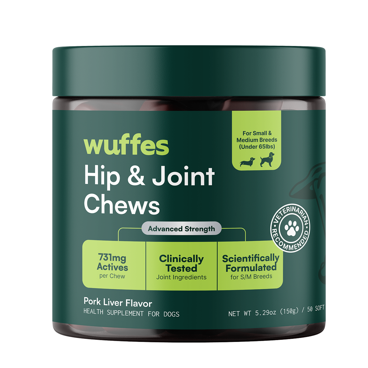 Wuffes Hip & Joint Chews for Small & Medium Dogs 50CT