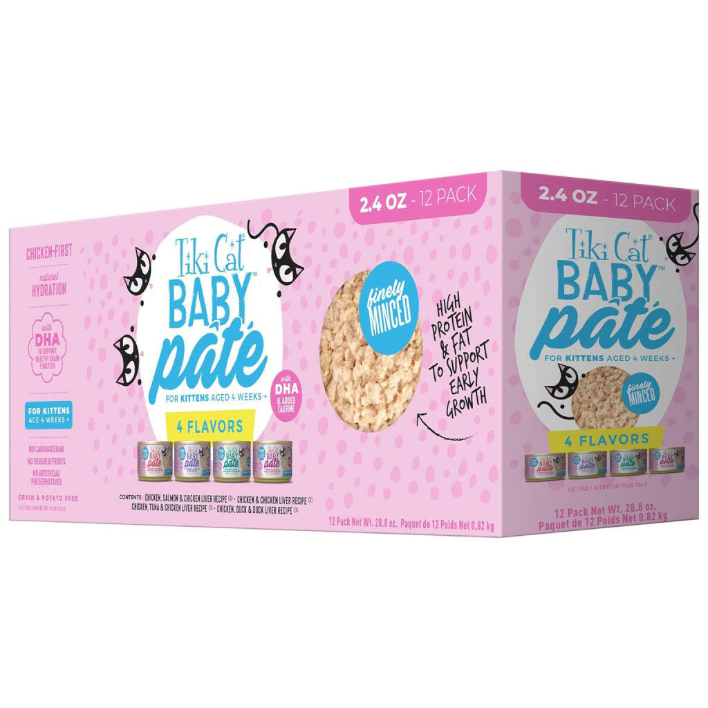 Tiki Cat Baby Pâté Variety Pack Kitten Wet Food - 12 x 2.4 oz